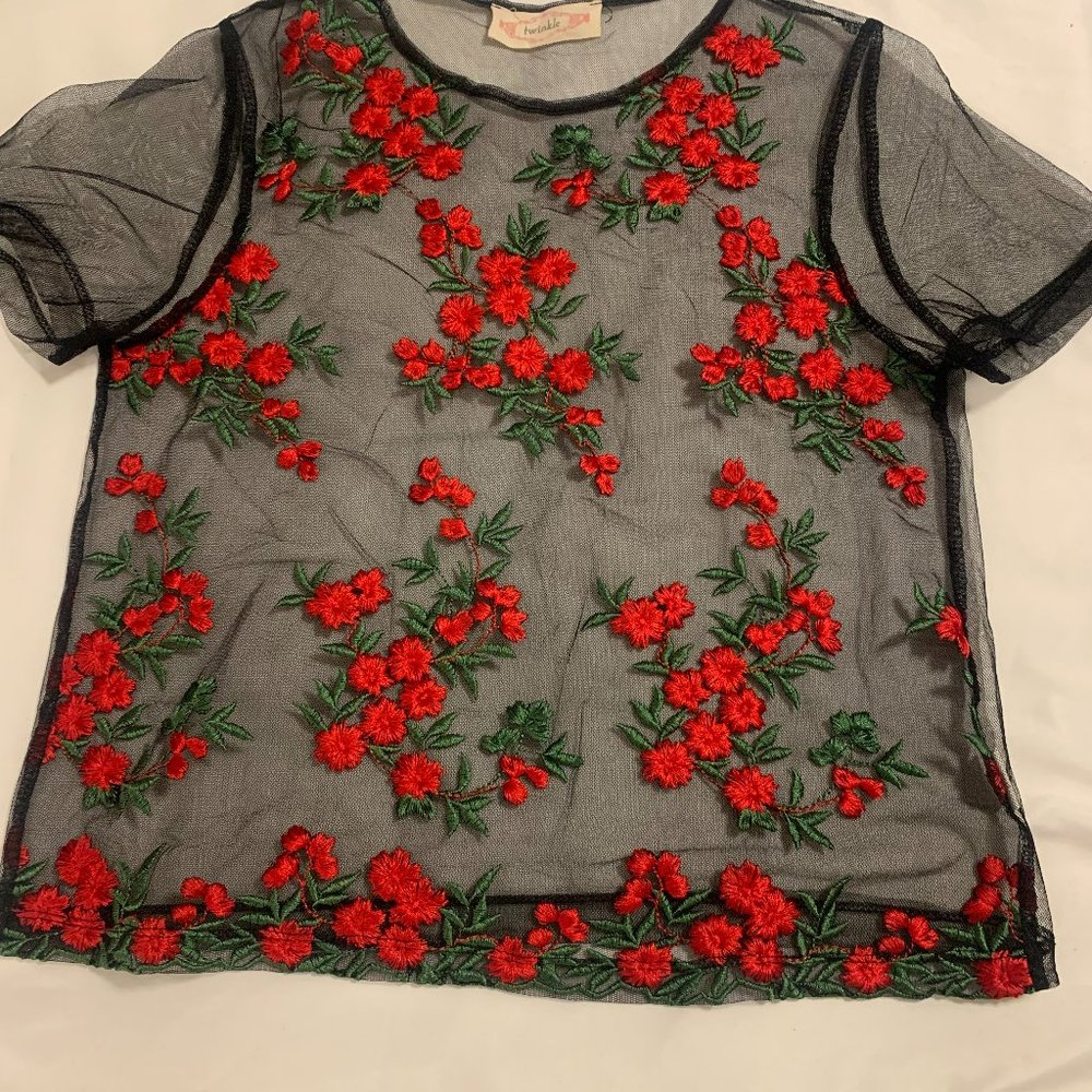 Floral Mesh Loose Top